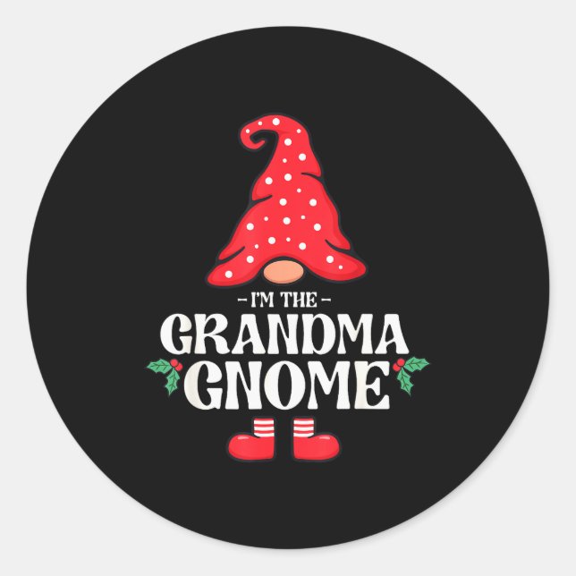 The Grandma Gnome Funny Family Matching Group Chri Runder Aufkleber (Vorderseite)
