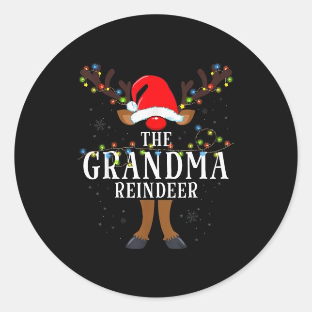 The Grandma Reindeer Christmas Holiday Pajama  Runder Aufkleber (Vorderseite)