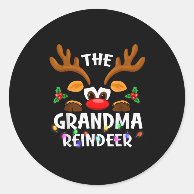 The Grandma Reindeer Christmas Men Women  Runder Aufkleber (Vorderseite)