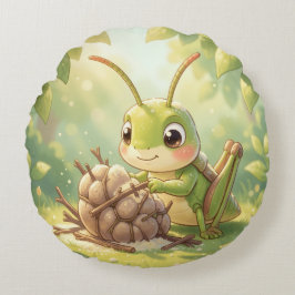 The Grasshopper and the Nectar Artwork.5 Rundes Kissen