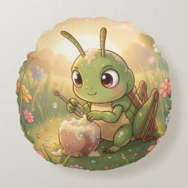 The Grasshopper and the Nectar Artwork.6 Rundes Kissen