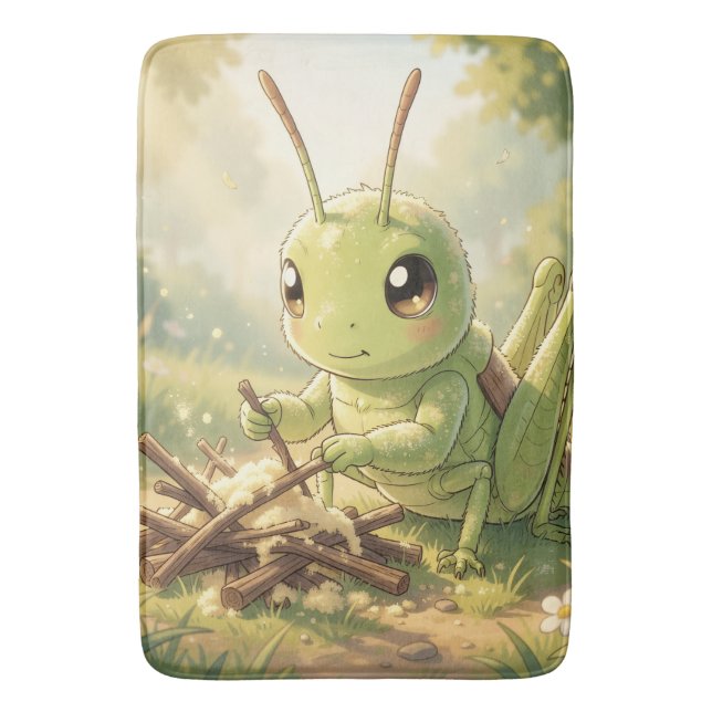 The Grasshopper and the Nectar Artwork Badematte (Vorderseite Vertikal)