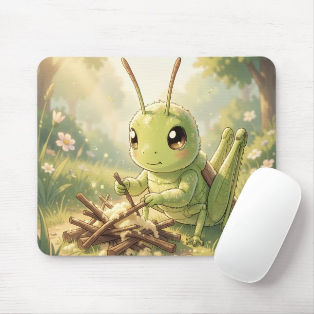 The Grasshopper and the Nectar Artwork Mousepad (Mit Mouse)