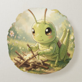 The Grasshopper and the Nectar Artwork Rundes Kissen
