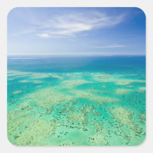 The Great Barrier Reef, Luft View Green 2 Quadratischer Aufkleber