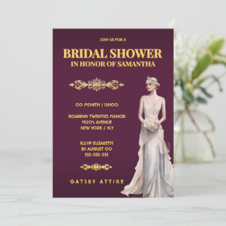 The Great Gatsby bridal shower bride ivory white Einladung