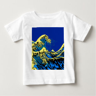 The Great Hokusai Wave in Blue Pop Art Style Baby T-shirt