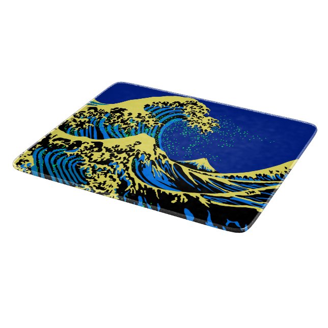 The Great Hokusai Wave in Blue Pop Art Style Schneidebrett (Ecke)