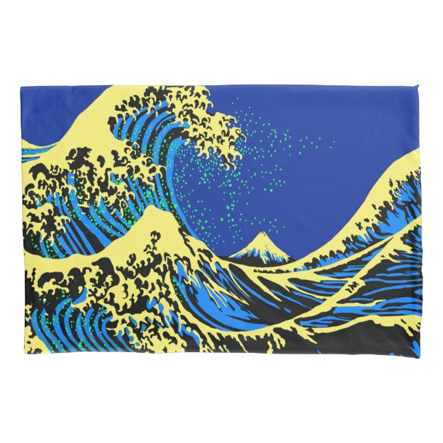 The Great Hokusai Wave in Pop Art Style Kissenbezug (Vorderseite-Links)