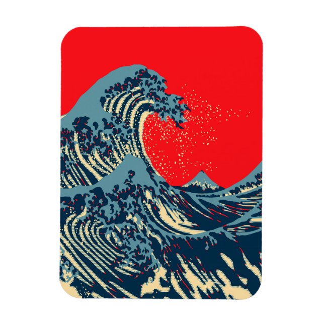 The Great Hokusai Wave in Vibrant Style Magnet (Vertikal)