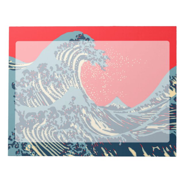 The Great Hokusai Wave in Vibrant Style Notizblock (Vorderseite)