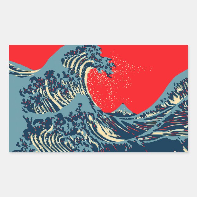 The Great Hokusai Wave in Vibrant Style Rechteckiger Aufkleber (Vorderseite)