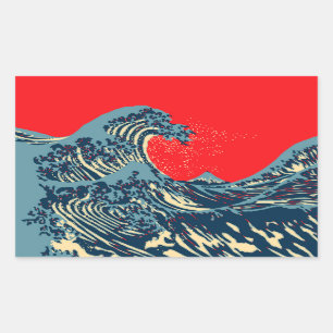 The Great Hokusai Wave in Vibrant Style Rechteckiger Aufkleber