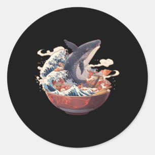 The Great Kanagawa Wave Whale Japanese Ra Runder Aufkleber