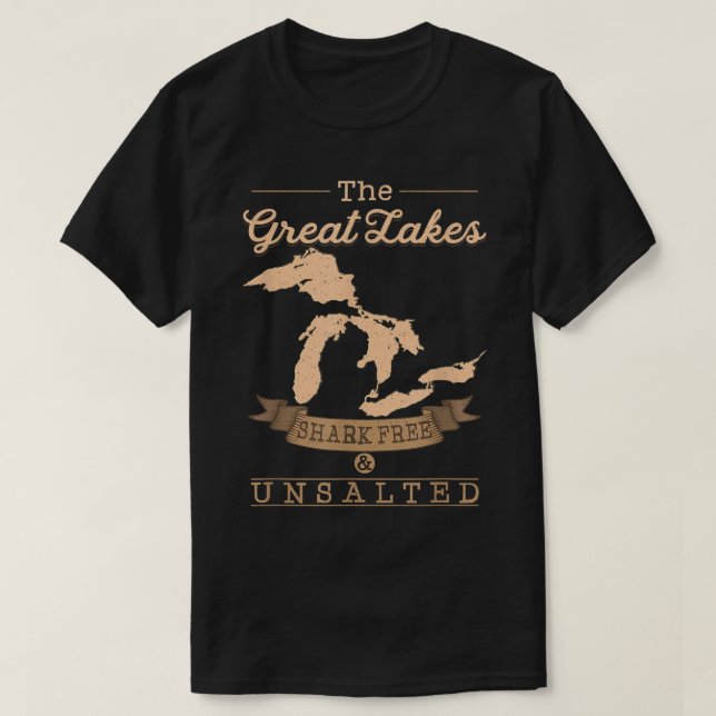 The Great Lakes Shark Free Unsalted Michigan Gift T-Shirt (Design vorne)