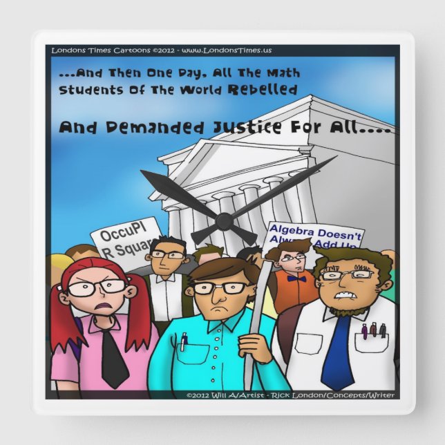 The Great Mathematics Revolution Funny Wall Clock Quadratische Wanduhr (Vorderseite)