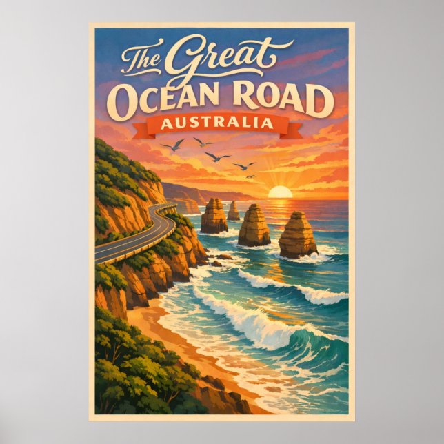 The Great Ocean Road Australia - Vintage Poster (Vorne)