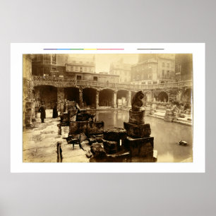 The Great Roman Bath, Bath (b/w photo) Poster