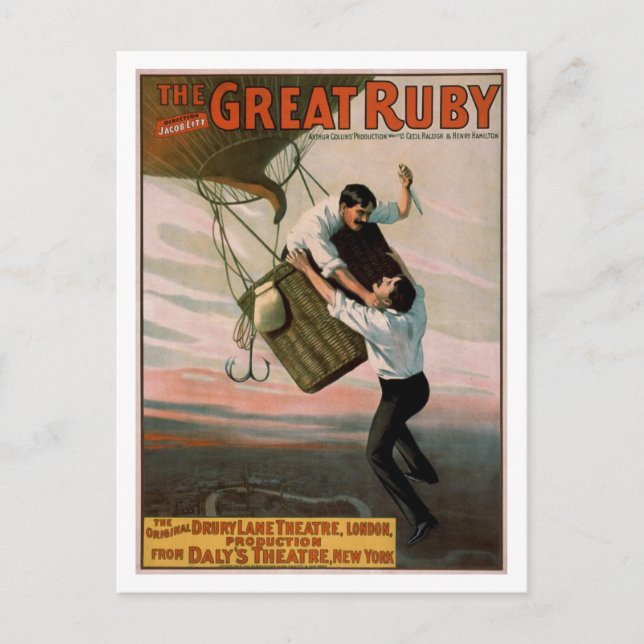 "The Great Ruby" Vintages Theaterposter Postkarte (Vorderseite)