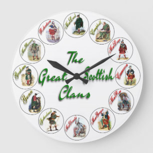 The Great Scottish Clans Clock Style One Große Wanduhr