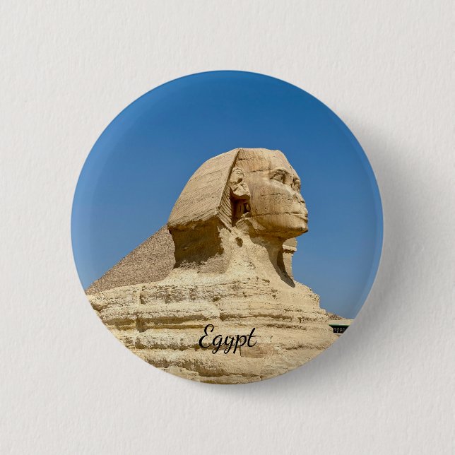 The Great Sphinx of Giza against a clear blue sky, Button (Vorderseite)