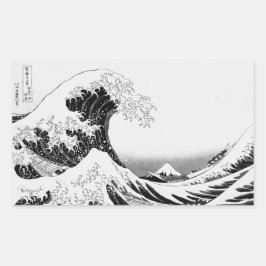 The Great Wave / High-contrast Black & White Rechteckiger Aufkleber