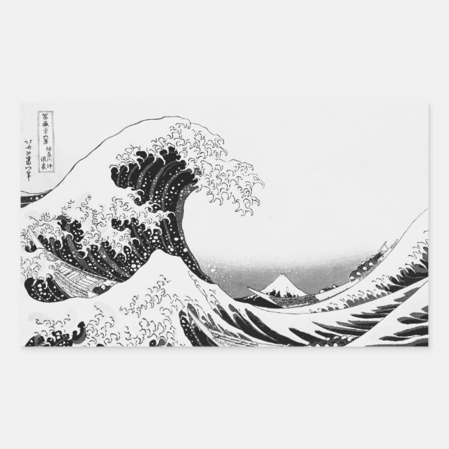 The Great Wave / High-contrast Black & White Rechteckiger Aufkleber (Vorderseite)