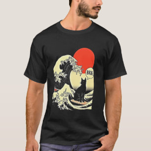 The Great Wave Kanagawa Funny Japanischer Surfkatz T-Shirt
