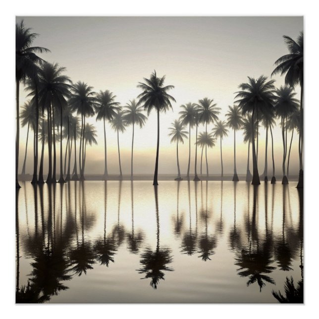 The Great Wave of Palm Trees Water Mirror Poster (Vorderseite)