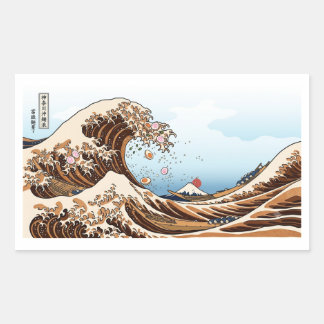 The Great Wave of Ramen - Funny Hokusai Ukiyo-e Pa Rechteckiger Aufkleber