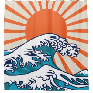The Great Wave off Kanagawa, japanisches Wellenpos Duschvorhang