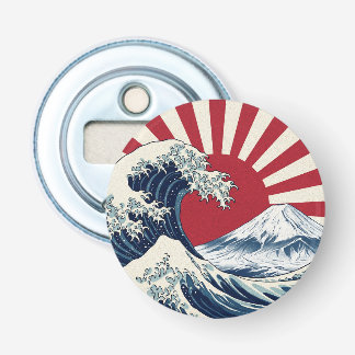 The Great Wave off Kanagawa & rising sun flag Flaschenöffner