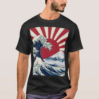 The Great Wave off Kanagawa & rising sun flag T-Shirt