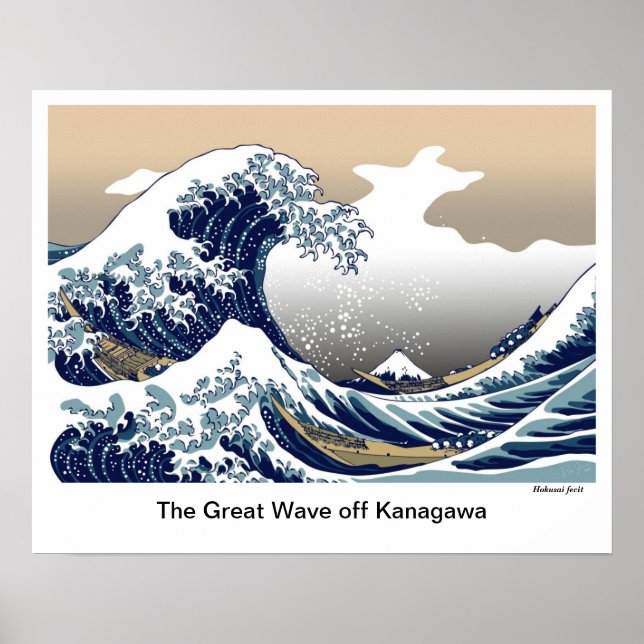 "The Great Wave off Kanagawa" von Hokusai Poster (Vorne)