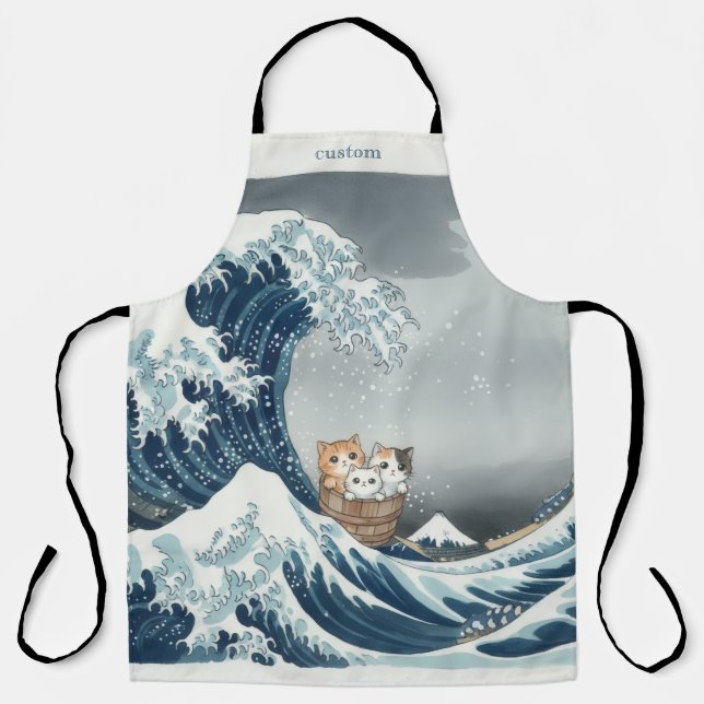 The Great Wave off Kanagawa with Cute Kittens Schürze (Vorderseite)