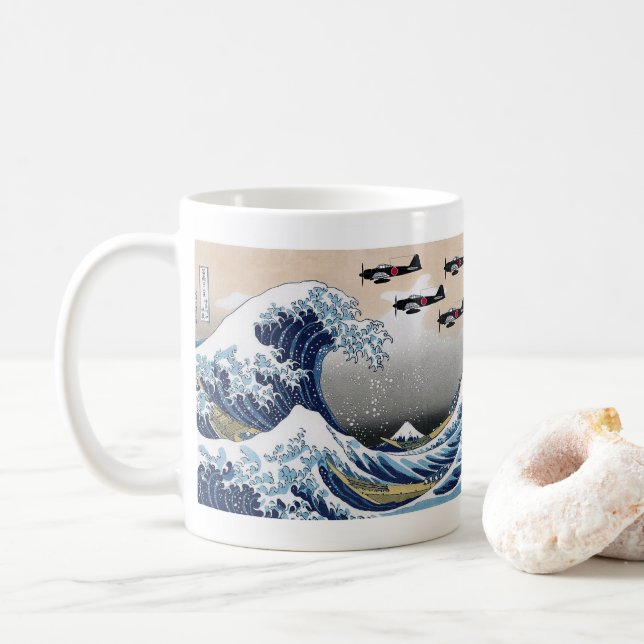 The Great Wave off Kanagawa + Zero Fighters Kaffeetasse (Mit Donut)