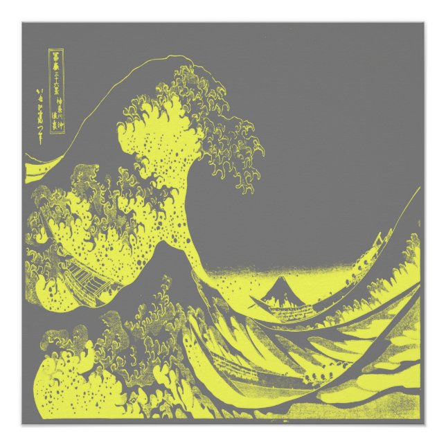The Great Wave Poster Gelb & Grau (Vorderseite)