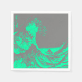The Great Wave Seafoam Green & Gray Napkins Serviette