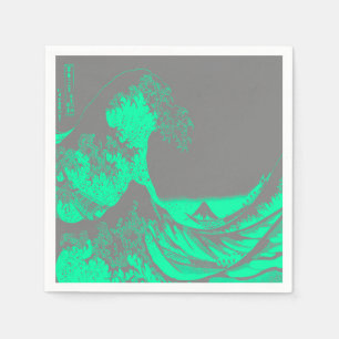 The Great Wave Seafoam Green & Gray Napkins Serviette