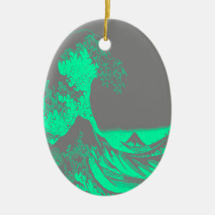 The Great Wave Seafoam Green & Grey Keramik Ornament