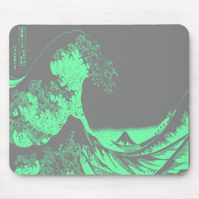 The Great Wave Seafoam Green & Grey Mousepad (Vorne)