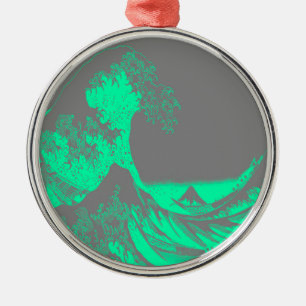 The Great Wave Seafoam Green & Grey Silbernes Ornament