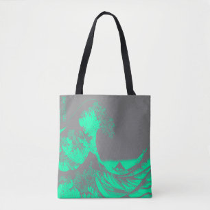 The Great Wave Seafoam Green & Grey Tote Bag