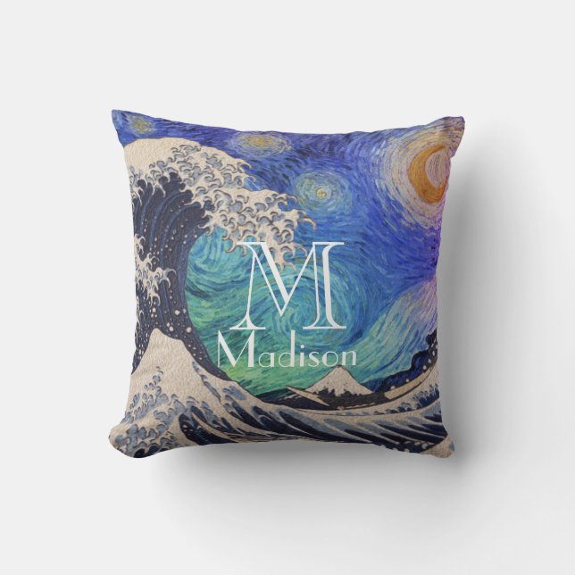 The Great Wave Starry Night Kissen (Vorderseite)