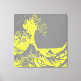 The Great Wave Wrapped Canvas Yellow & Gray Leinwanddruck