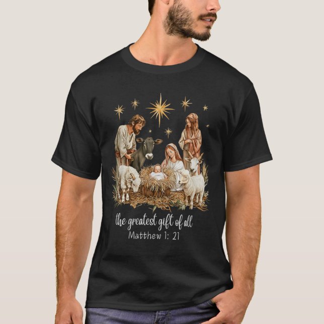 The Greatest For All Christmas Nativity Jesus Chri T-Shirt (Vorderseite)