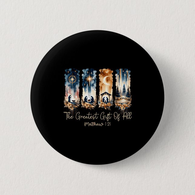 The Greatest Gift For All Christmas Nativity Jesus Button (Vorderseite)