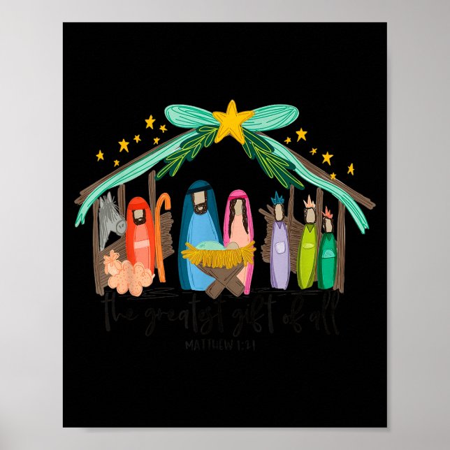 The Greatest Gift For All Christmas Nativity Jesus Poster (Vorne)