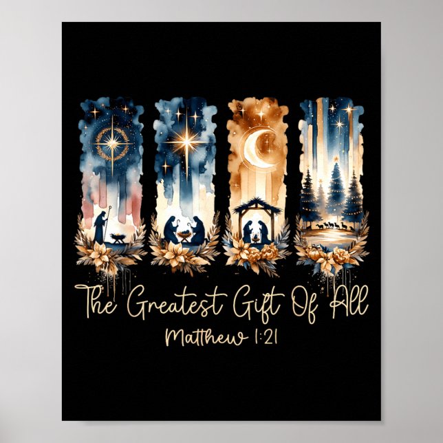 The Greatest Gift For All Christmas Nativity Jesus Poster (Vorne)