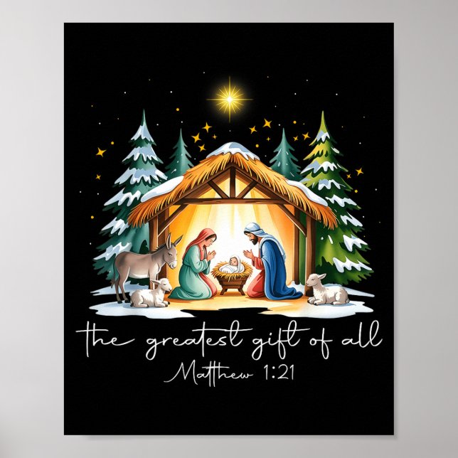 The Greatest Gift For All Christmas Nativity Jesus Poster (Vorne)